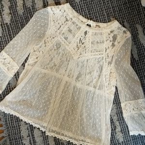 Free people cream lace blouse